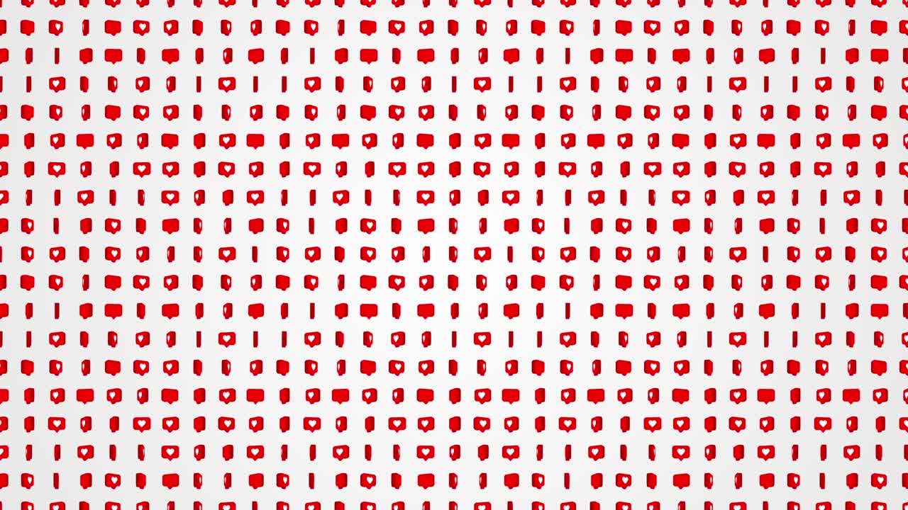Like heart icons social media network pattern animated background