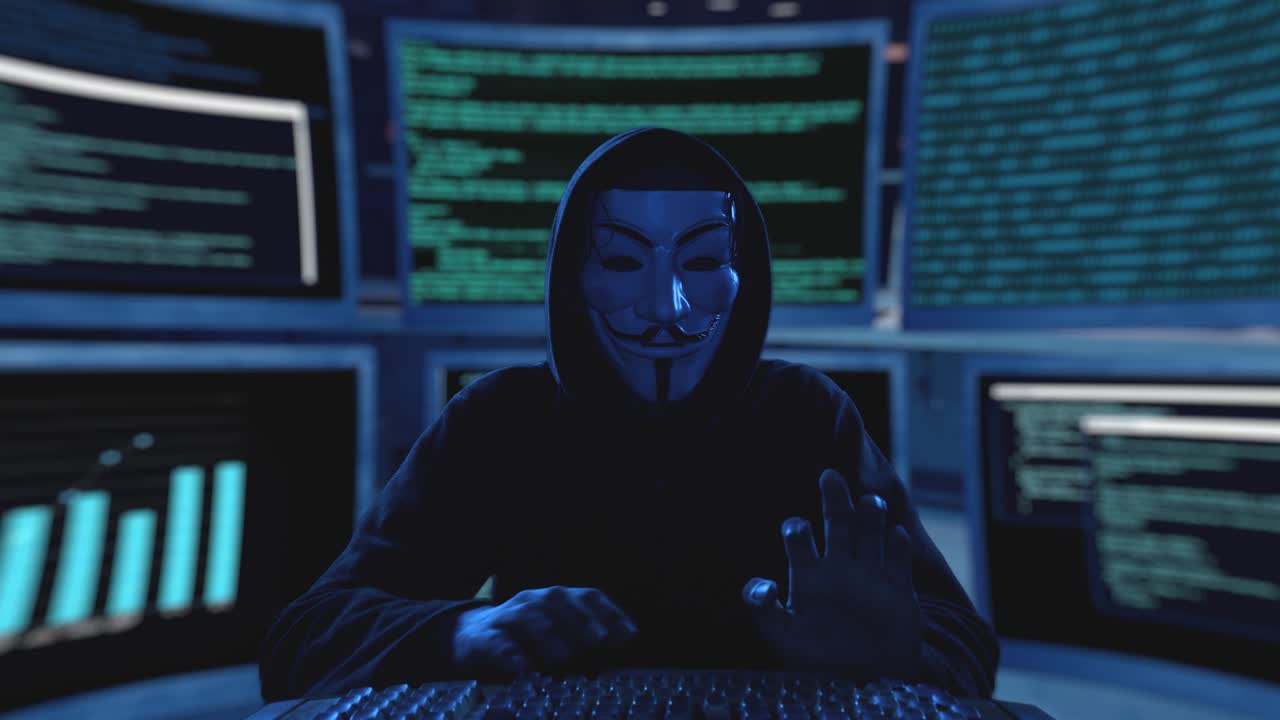 Male hacker failing to accesses security server