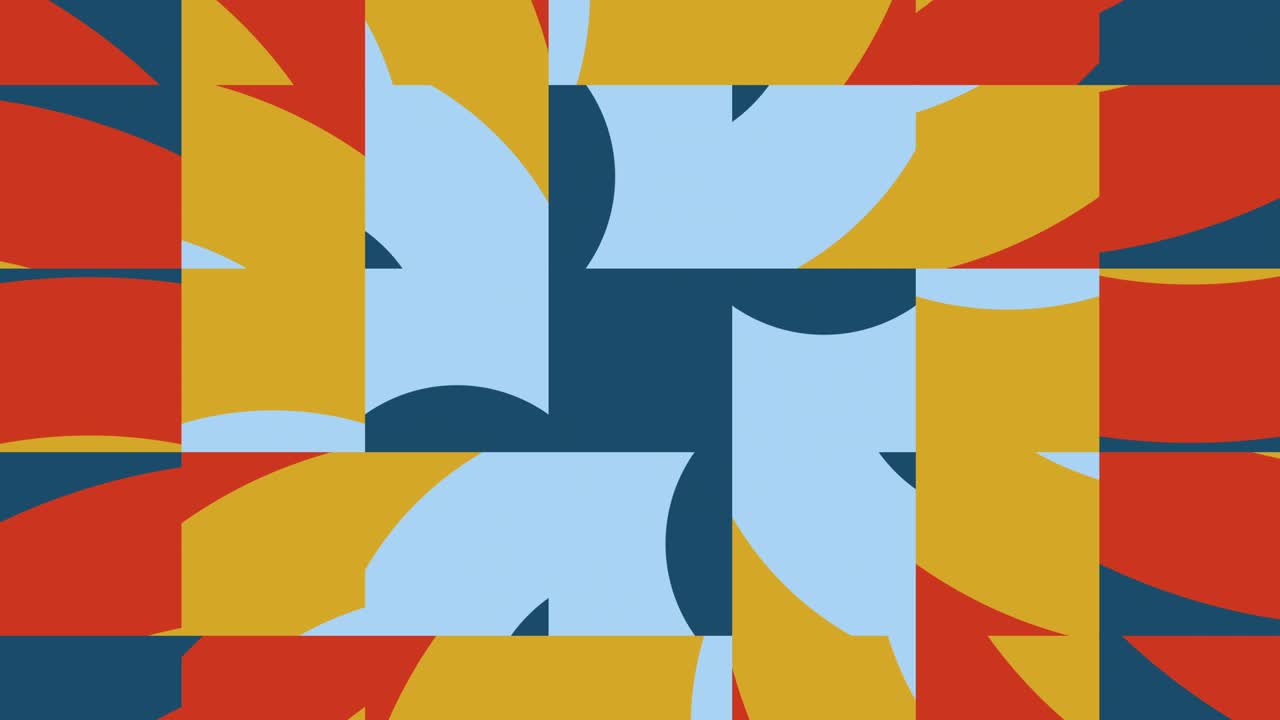 Abstract tiles in trendy multicolor palette variation. Seamless animation with basic shapes. Simple geometric motion graphic background