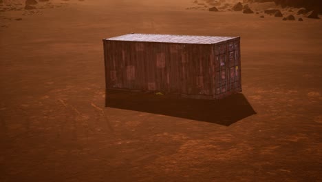 abandoned shipping container in the desert