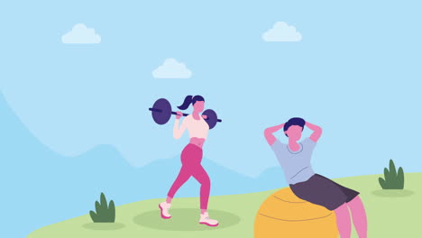 joven pareja de atletismo practicando ejercicios de animación