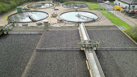 Low-angle-drone-aerial-Sewage-treatment-works-Saffron-Walden-Essex-UK