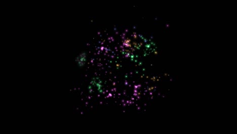 fiesta de fuegos artificiales de color aleatorio en el cielo negro con renderización 3d incluyen camino alfa.