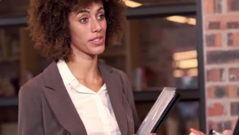 businesswoman talking with her lawyer