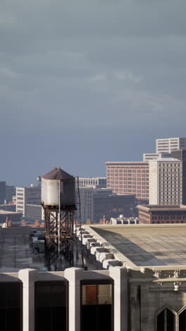 water tower on city rooftop