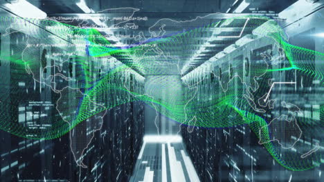 animación de la red de datos global a través de servidores en el centro de datos
