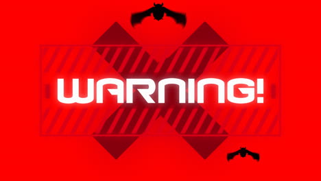 animation of text warning, over red cross and bats, on red