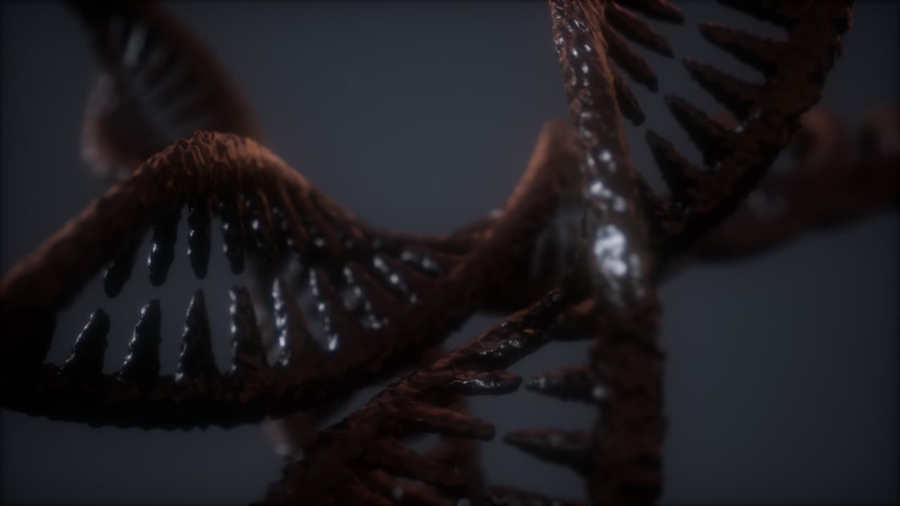 animación de primer plano de la estructura helicoidal de doble bucle de la hebra de adn