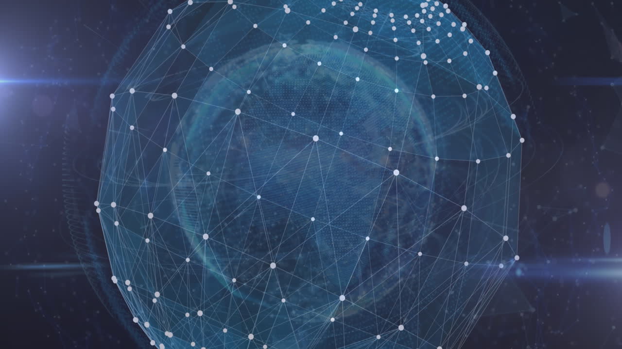 animación del globo con una red de conexiones con senderos de luz brillante