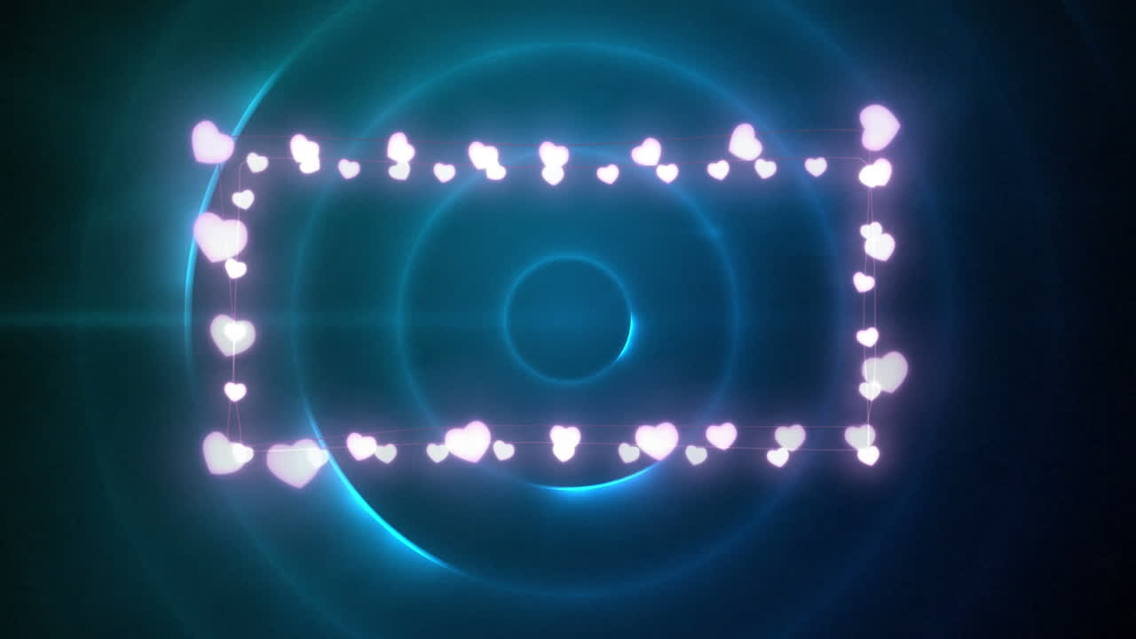 크리스마스 장식의 애니메이션 요정 빛은 파란 원 위에 복사 공간과 함께