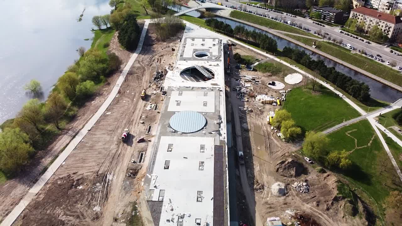 sitio de construcción del centro de ciencia e innovación en kaunas, vista aérea
