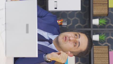 Vertical-video-of-The-dreaming-businessman-is-happy-and-cheerful.