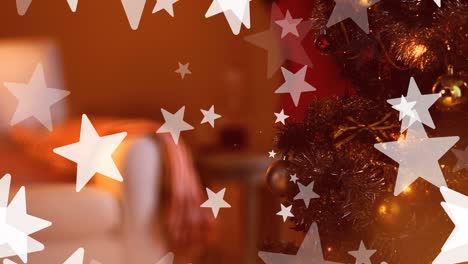 animación de estrellas de navidad cayendo sobre un fondo borroso