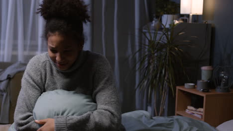 young woman shouting at home