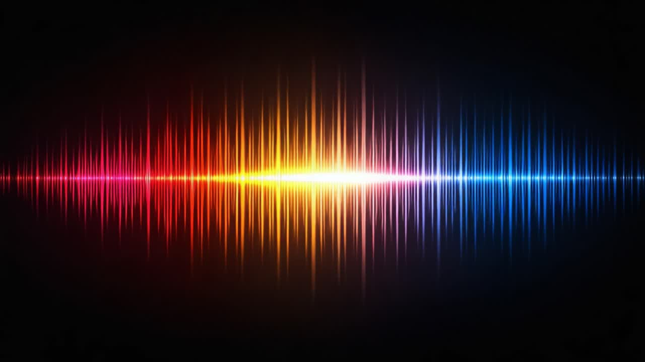 Dynamic Soundwave Visualization: An Enchanting Spectrum Displaying Vibrant Colors and Patterns Representing Audio Frequency Waves in Motion