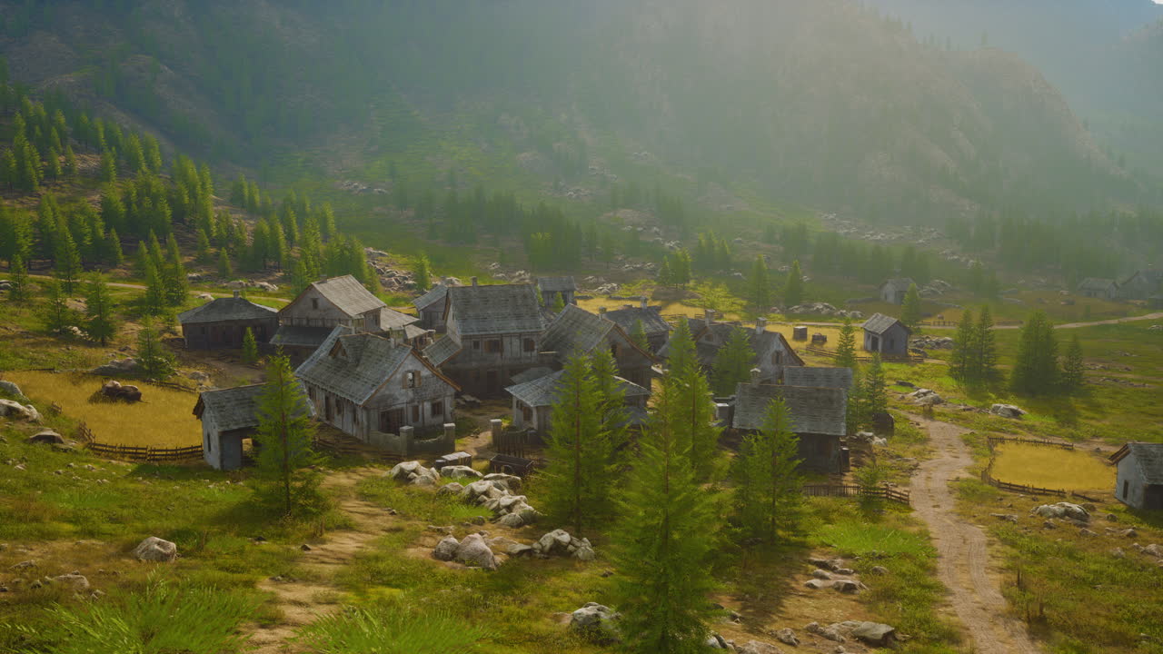 오스트리아 알프스의 산  ⁇ 에 위치한 유명한 산 마을