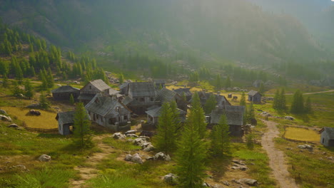 Berühmtes-Bergdorf-Neben-Dem-Berg-Der-österreichischen-Alpen