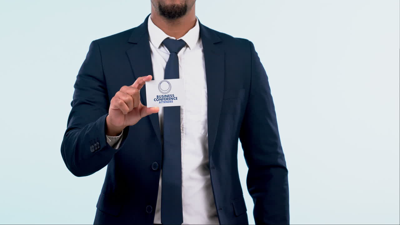 Business man, card and hand with corporate