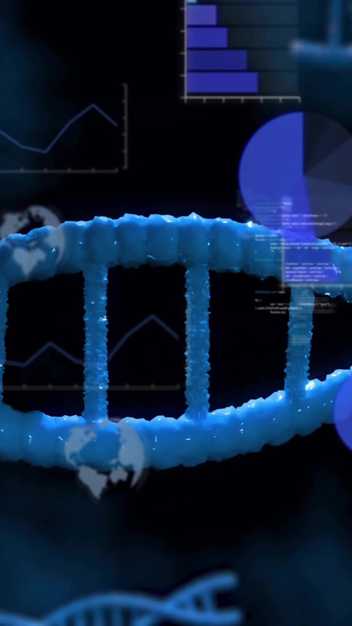 Animation of digital data processing over dna strand