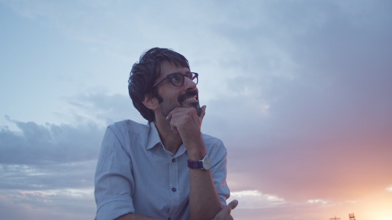 Yes male feeling good sunset roof top hero positive excitement happiness success shot 4