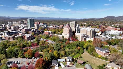 asheville nc, north carolina aerial pullout in autumn