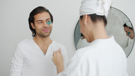 couple enjoying a relaxing skincare routine