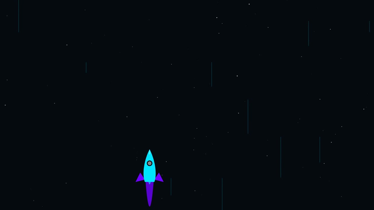 Animated Cartoon Rocket Flying Through Outer Space
