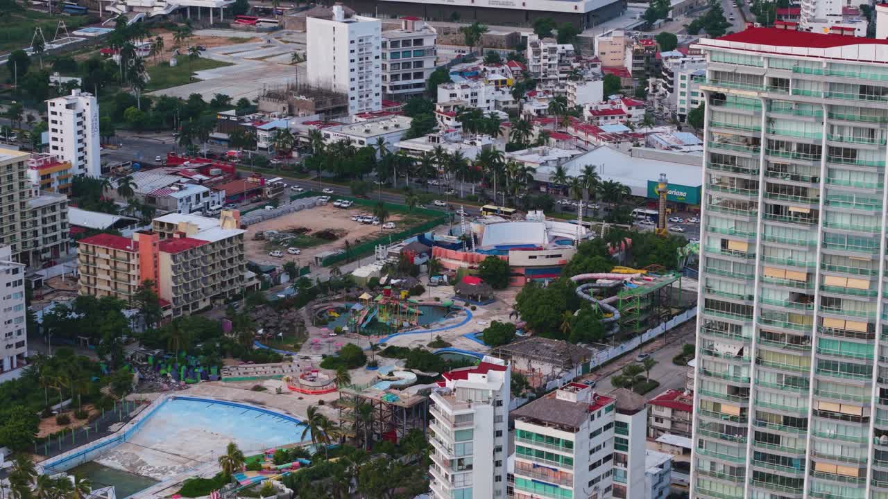 Drone footage capturing Acapulco’s waterfront reconstruction after hurricanes