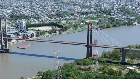 Aerial view of Bartolomé Mitre Zárate Brazo Largo Bridge over Parana River, Argentina