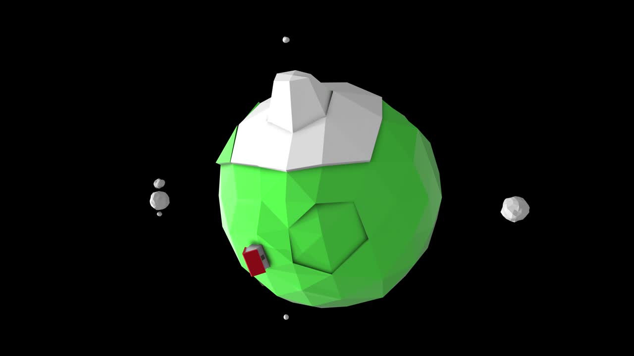 secuencia de vistas espaciales del planeta tierra en estilo de dibujos animados que giran sobre un fondo oscuro.