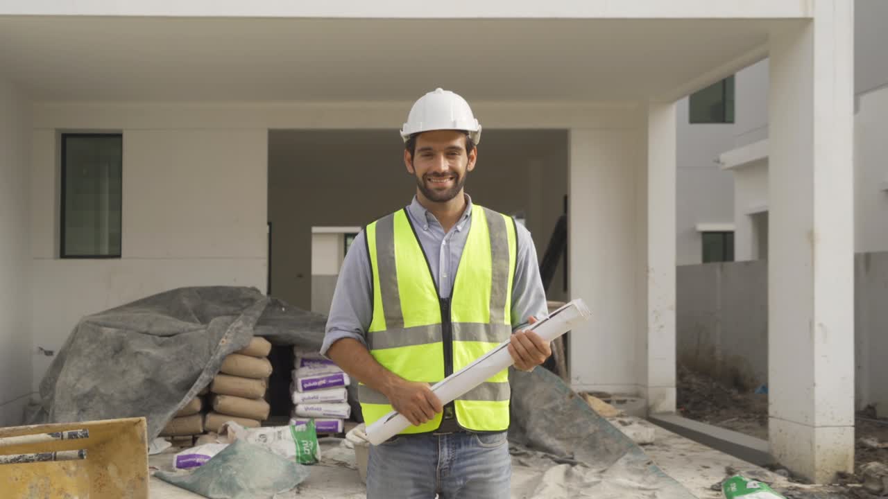 un hombre árabe, un arquitecto diseñador que trabaja en un sitio de construcción industrial en un proyecto de construcción de arquitectura doméstica. estilo de vida de la gente.