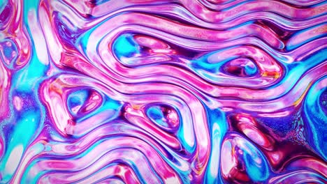 fondo fluido iridescente abstracto en bucle. hermosa superficie de vidrio ondulado de líquido con patrón, color de gradiente y ondas de flujo en él. bg creativo brillante con animación suave y suave.