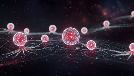 a stunning visualization of interconnected atomic structures highlighting the dynamic relationships between particles in a mesmerizing cosmic environment