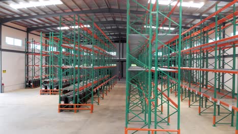 empty warehouse with racked pallets