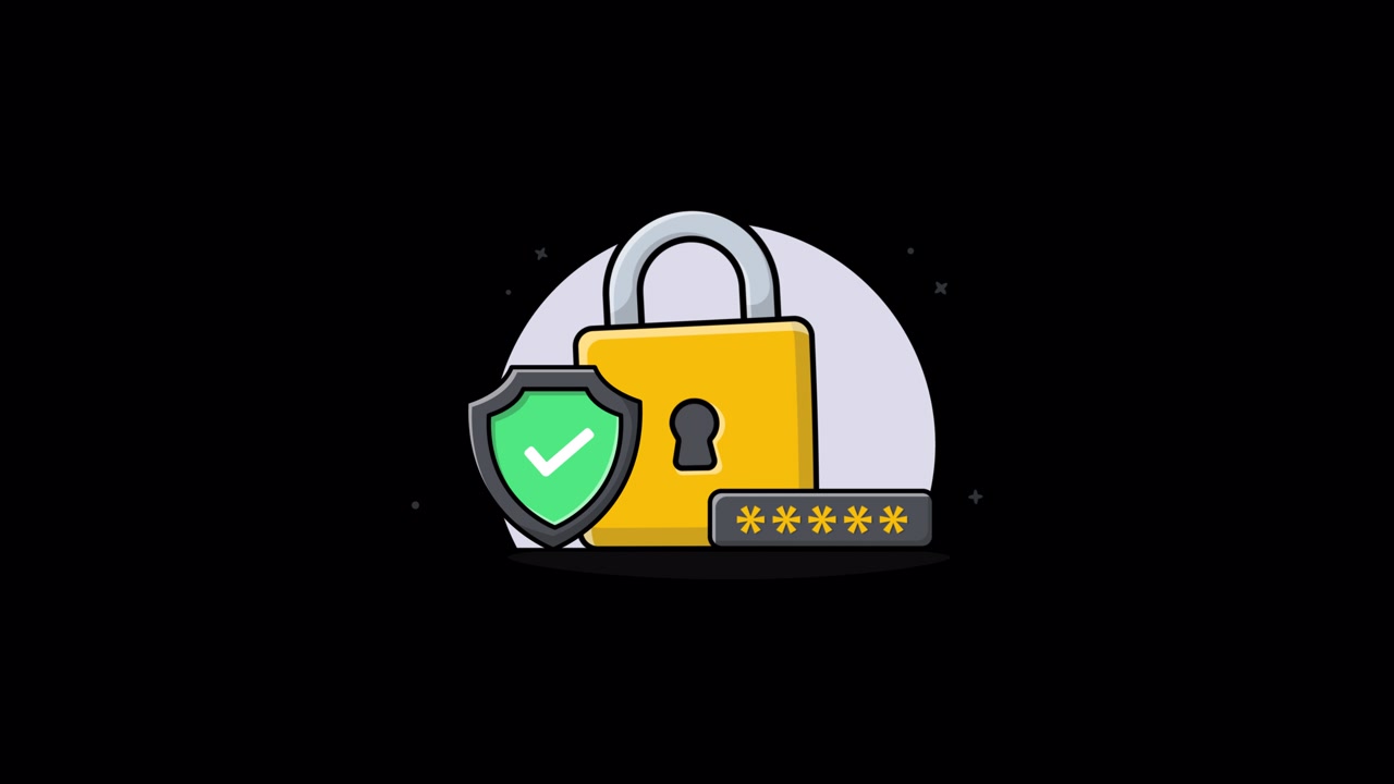 Animated Illustration of Digital Security with Padlock and Shield