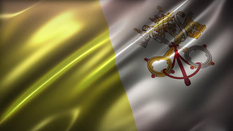 flag of vatican city, full frame perspective view, waving in the wind, realistic with a cinematic look and feel, and elegant silky texture, cg animation seamless loop-able