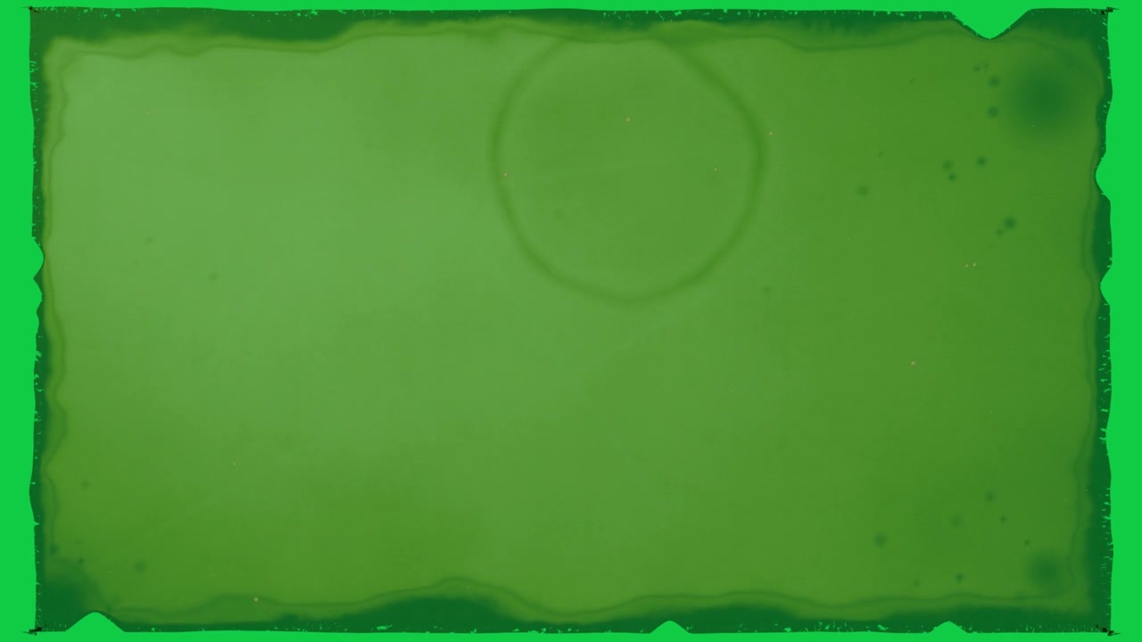 Spool appearing and rotating parchment unrolling then rewinding revealing stains on transparent bg