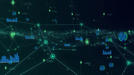 animation of statistics recording over network of connections