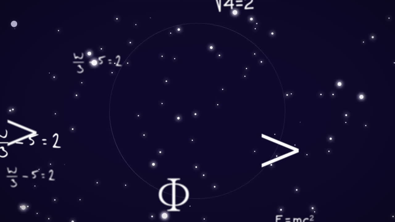 animación del procesamiento de datos matemáticos sobre un fondo oscuro