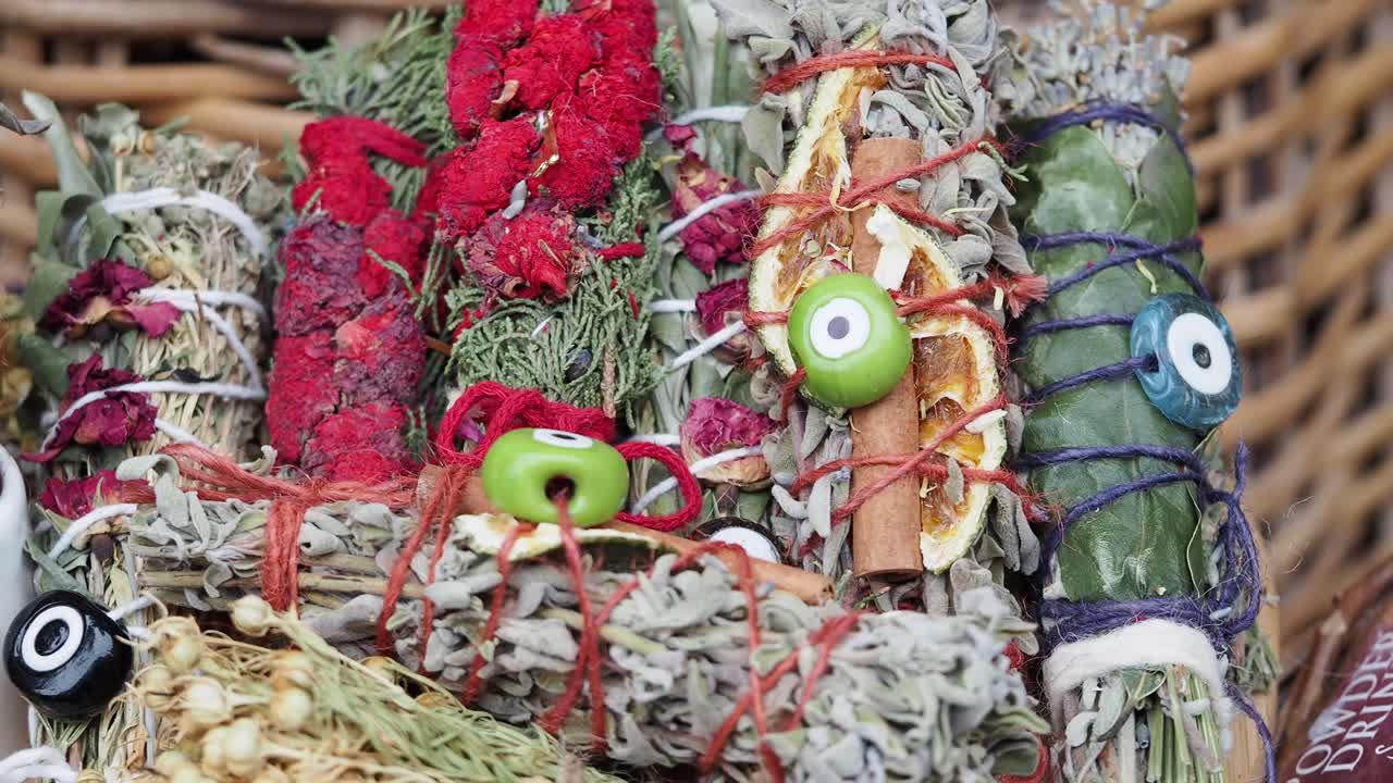 Smudge Sticks with Dried Flowers and Sage