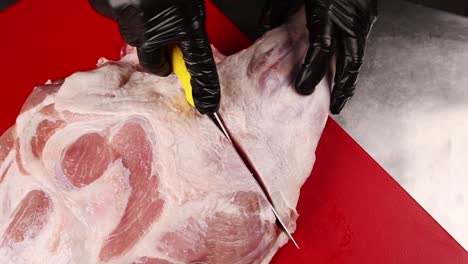 cutting a pork loin
