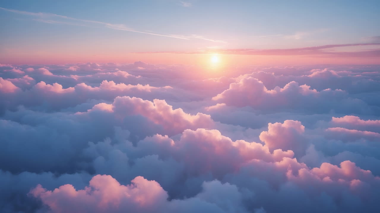 구름 위의 해가 뜨는 것