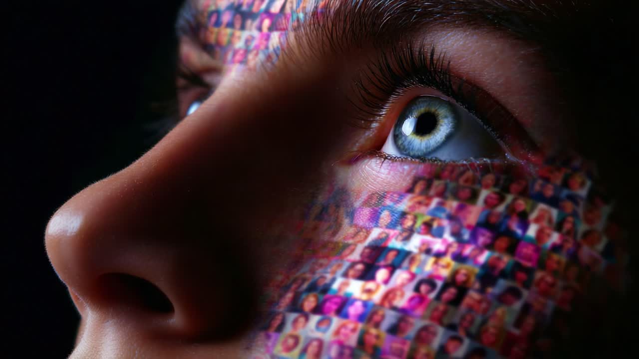 The Intricate Connection Between Humanity and Identity: A Visual Representation of Multitudes on a Single Face, Symbolizing Uniqueness and Collective Experience Through Portraits and Emotions