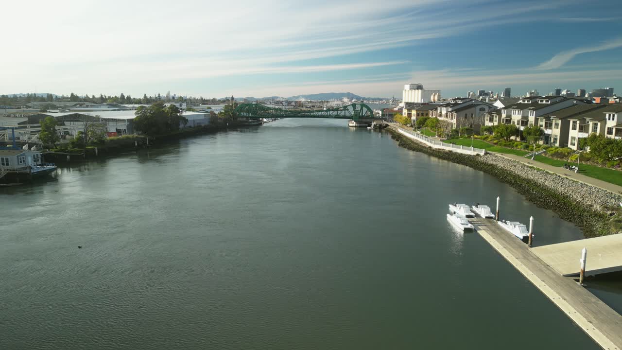 Alameda’s Park Street Bridge stretches across the Tidal Canal.