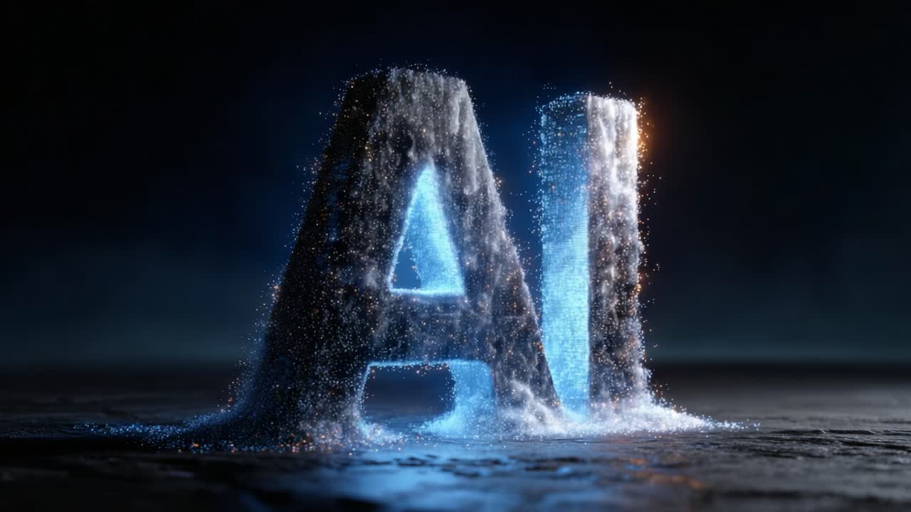Illuminating Transformation: A Captivating Visualization of AI with Sparkling Particles and Dynamic Light Effects in a Dark Setting
