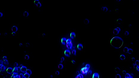 rainbow bubbles on a dark background, loop,