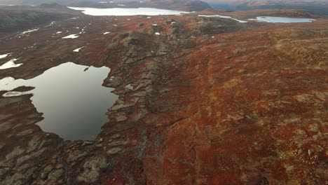 Drone-footage-of-mountain-plateau-at-sunset-time