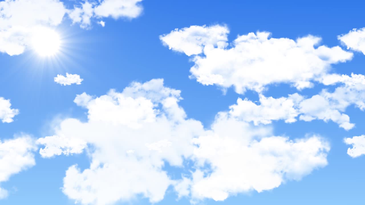 푸른 하늘 구름과 태양 루프 애니메이션 배경 녹색 화면 알파