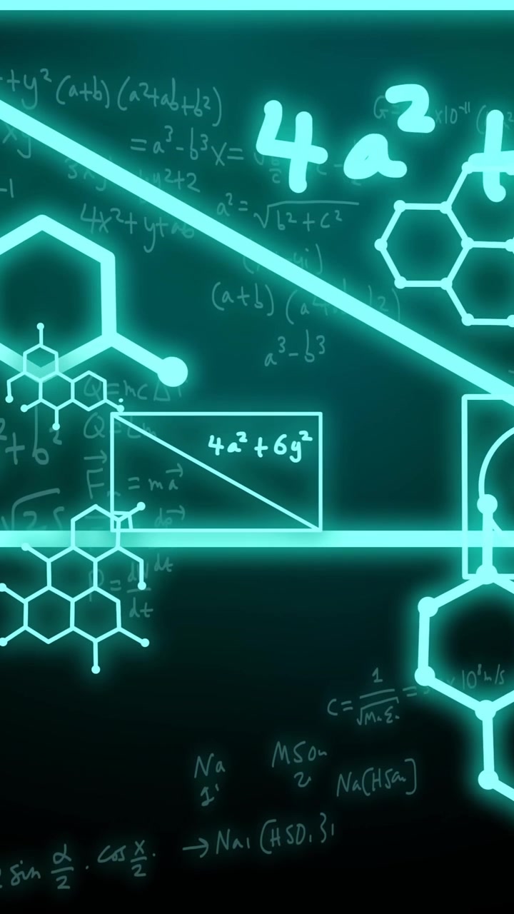 Animation of scientific data processing over dark background