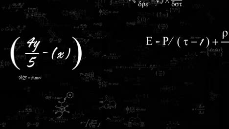 animation of mathematical equations processing on black background